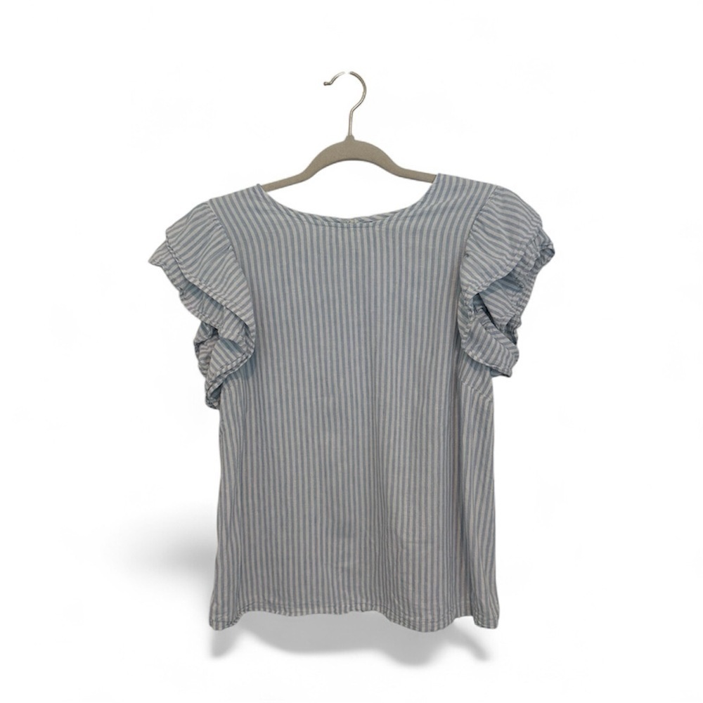A New Day Light Blue and White Striped Blouse Size L - Picture 1 of 7